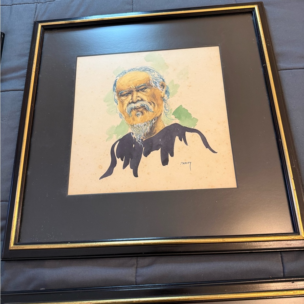 Asian Art set of 4 framed watercolors